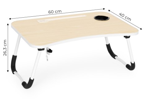STOLIK POD LAPTOPA FLEXO, DO ŁÓŻKA, CZARNY, LOFT, Z USB, SALONU, 60X40 CM