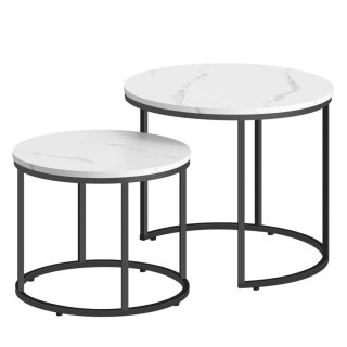 STOLIK KAWOWY ŁAWA AETHEL, ZESTAW, LOFT, DO SALONU, CZARNY, OKRĄGŁY, 53 CM