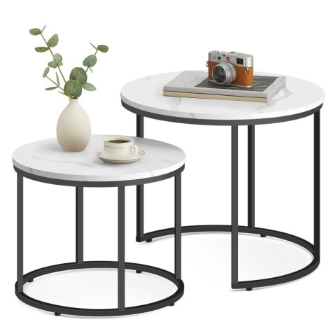 STOLIK KAWOWY ŁAWA AETHEL, ZESTAW, LOFT, DO SALONU, CZARNY, OKRĄGŁY, 53 CM
