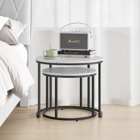 STOLIK KAWOWY ŁAWA AETHEL, ZESTAW, LOFT, DO SALONU, CZARNY, OKRĄGŁY, 53 CM