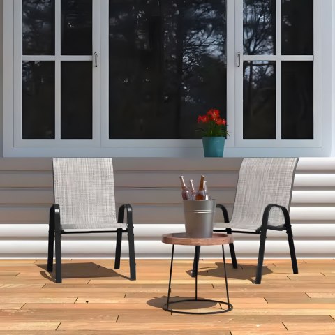 KRZESŁA OGRODOWE AURAIO, ZESTAW 2 SZT, SZARE, NOWOCZESNE, DO OGRODU, BALKON