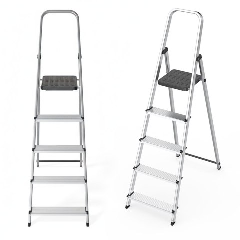 DRABINA ALUMINIOWA 5 STOPNI 150KG ASCENDIA, MODERN HOME, SKŁADANA, DOMOWA