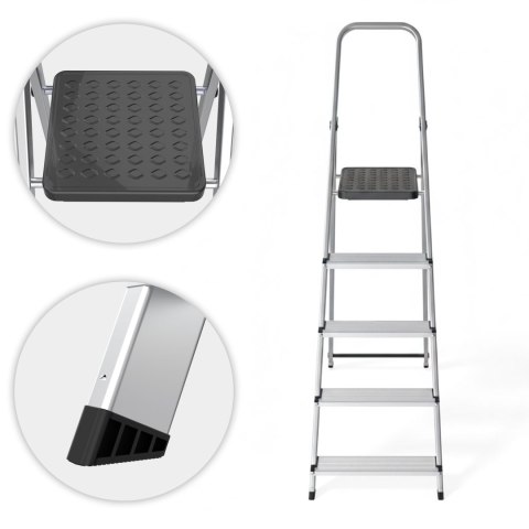 DRABINA ALUMINIOWA 5 STOPNI 150KG ASCENDIA, MODERN HOME, SKŁADANA, DOMOWA
