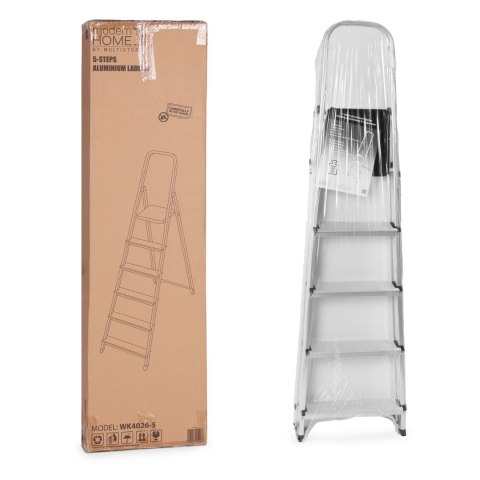 DRABINA ALUMINIOWA 5 STOPNI 150KG ASCENDIA, MODERN HOME, SKŁADANA, DOMOWA