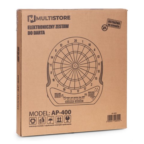 TARCZA ELEKTRONICZNA DO DARTA CENTRIA, 48CM, 12 RZUTEK, 27 GIER, ZESTAW