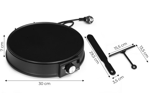 NALEŚNIKARKA ELEKTRYCZNA CREPINO, 1200W, 30CM, KADEN, TEFLON, AKCESORIA