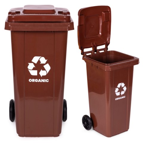 POJEMNIK NA ODPADY BIO 120L BRĄZOWY ROBUSTUS, KOSZ NA ŚMIECI, KUBEŁ, EN-840