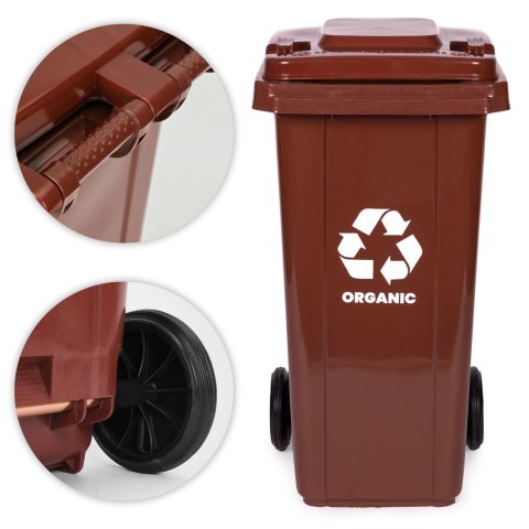 POJEMNIK NA ODPADY BIO 120L BRĄZOWY ROBUSTUS, KOSZ NA ŚMIECI, KUBEŁ, EN-840