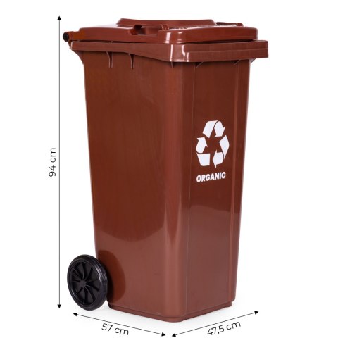 POJEMNIK NA ODPADY BIO 120L BRĄZOWY ROBUSTUS, KOSZ NA ŚMIECI, KUBEŁ, EN-840