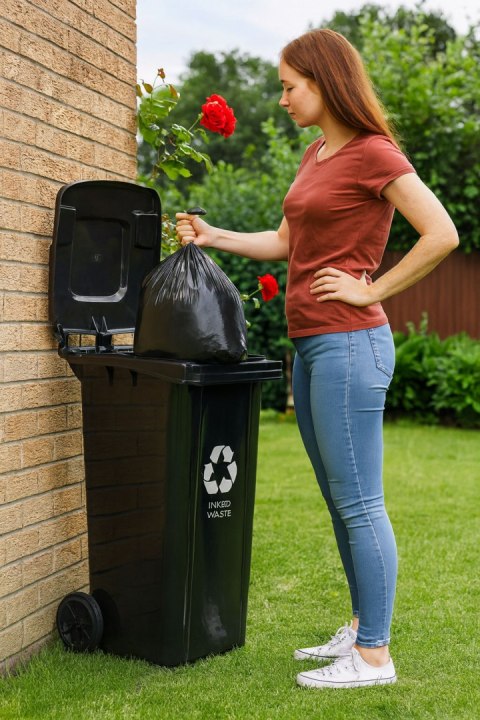 POJEMNIK NA ODPADY KOSZ 120L CZARNY, ROBUSTO, ZMIESZANE, NA KOŁACH, HDPE