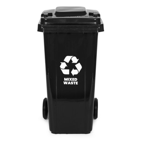 POJEMNIK NA ODPADY KOSZ 120L CZARNY, ROBUSTO, ZMIESZANE, NA KOŁACH, HDPE