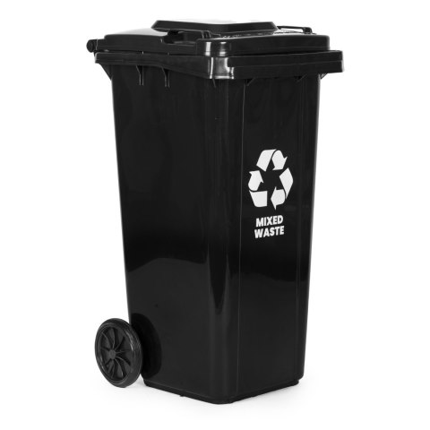 POJEMNIK NA ODPADY KOSZ 120L CZARNY, ROBUSTO, ZMIESZANE, NA KOŁACH, HDPE