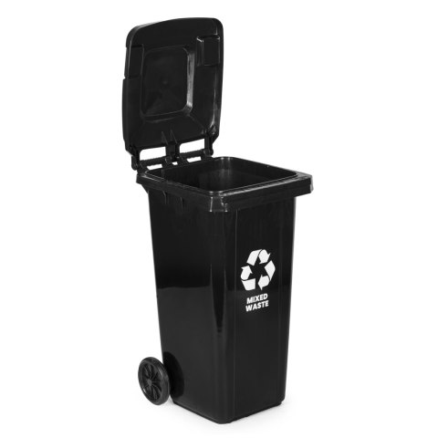 POJEMNIK NA ODPADY KOSZ 120L CZARNY, ROBUSTO, ZMIESZANE, NA KOŁACH, HDPE