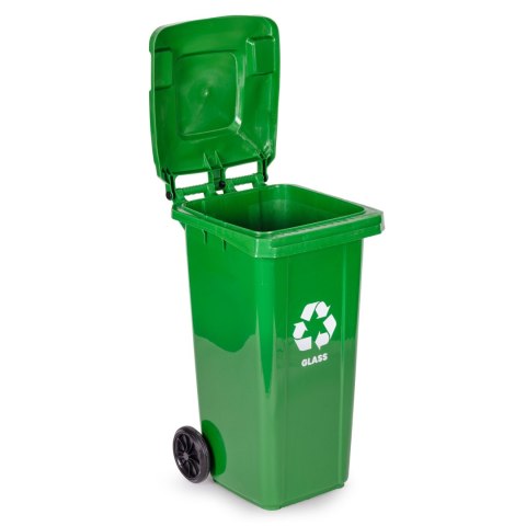 POJEMNIK NA SZKŁO 120L, KOSZ NA ODPADY, ZIELONY, KOŁA, ROBUSTO, EN-840
