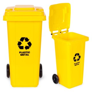 POJEMNIK NA ODPADY 120L ŻÓŁTY, KOSZ NA PLASTIK, SUSTINE, HDPE, KOŁA, EN-840