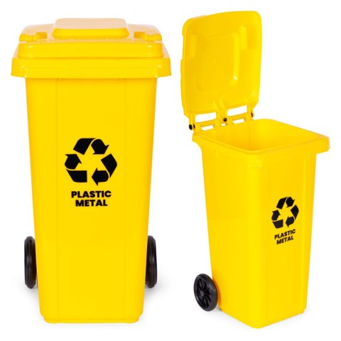 POJEMNIK NA ODPADY 120L ŻÓŁTY, KOSZ NA PLASTIK, SUSTINE, HDPE, KOŁA, EN-840