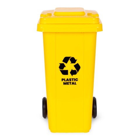 POJEMNIK NA ODPADY 120L ŻÓŁTY, KOSZ NA PLASTIK, SUSTINE, HDPE, KOŁA, EN-840