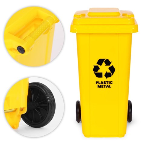 POJEMNIK NA ODPADY 120L ŻÓŁTY, KOSZ NA PLASTIK, SUSTINE, HDPE, KOŁA, EN-840