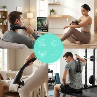 Masażer ręczny wibracyjny do masażu ciała zestaw 5 końcówek 20W ModernHome