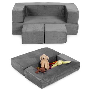 SOFA DLA DZIECI MODUŁOWA LUDUS, 4 ELEMENTY, SZARA, PIANKOWA, KANAPA, DIY