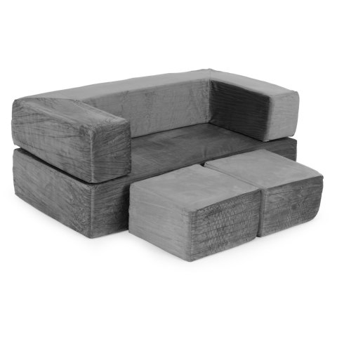 SOFA DLA DZIECI MODUŁOWA LUDUS, 4 ELEMENTY, SZARA, PIANKOWA, KANAPA, DIY
