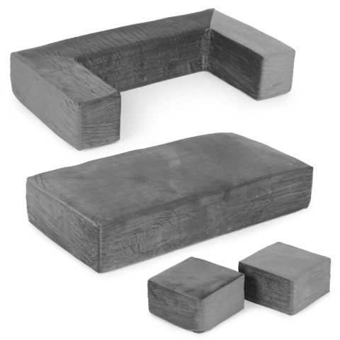 SOFA DLA DZIECI MODUŁOWA LUDUS, 4 ELEMENTY, SZARA, PIANKOWA, KANAPA, DIY
