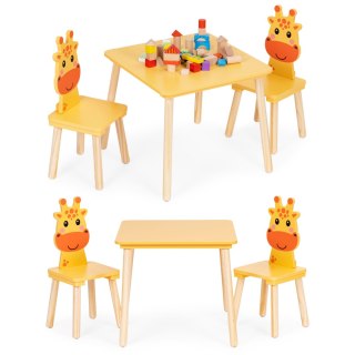ZESTAW MEBLI GIOIA, STOLIK, 2 KRZESEŁKA, DZIECIĘCY, ŻYRAFA, DREWNO, ECOTOYS