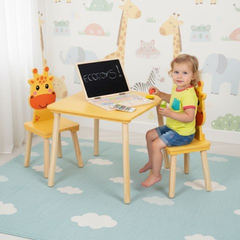 ZESTAW MEBLI GIOIA, STOLIK, 2 KRZESEŁKA, DZIECIĘCY, ŻYRAFA, DREWNO, ECOTOYS