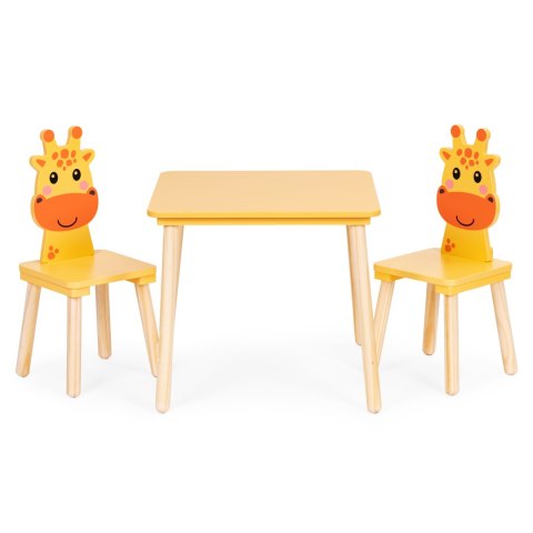 ZESTAW MEBLI GIOIA, STOLIK, 2 KRZESEŁKA, DZIECIĘCY, ŻYRAFA, DREWNO, ECOTOYS
