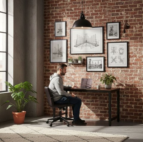 BIURKO KOMPUTEROWE 120X60 CM OFFICIUM, LOFT, METALOWE, DO PRACY, NAUKI