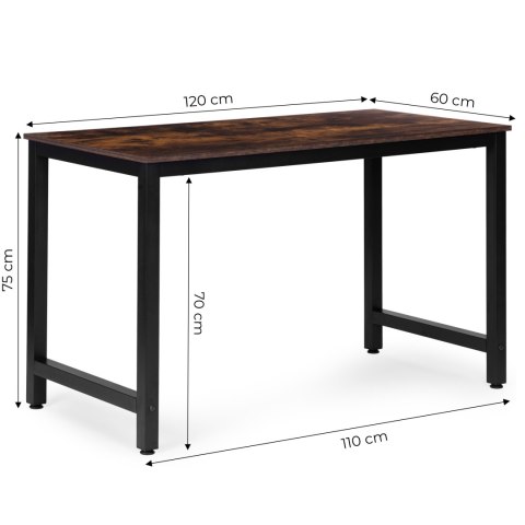 BIURKO KOMPUTEROWE 120X60 CM OFFICIUM, LOFT, METALOWE, DO PRACY, NAUKI