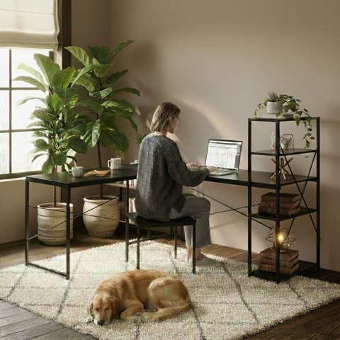 BIURKO NAROŻNE Z REGAŁEM NEXUS, LOFT, GAMINGOWE, PÓŁKI, 145X145, MODERNHOME