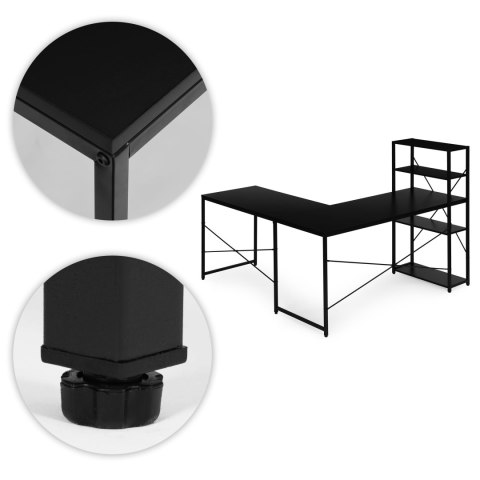 BIURKO NAROŻNE Z REGAŁEM NEXUS, LOFT, GAMINGOWE, PÓŁKI, 145X145, MODERNHOME