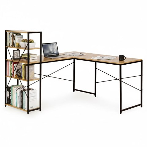 BIURKO NAROŻNE NEXUS, REGAŁ, LOFT, KOMPUTEROWE, GAMINGOWE, METALOWE, 145CM