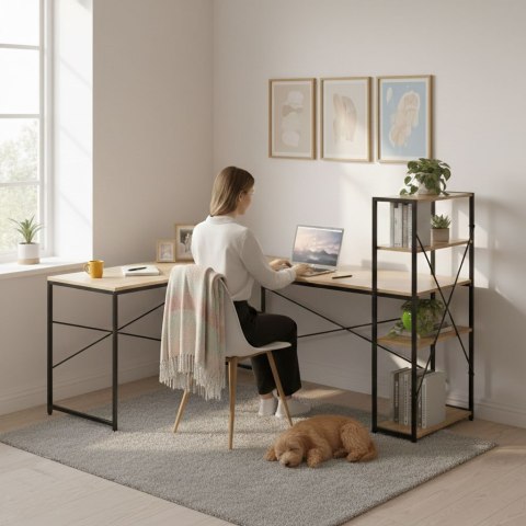 BIURKO NAROŻNE NEXUS, REGAŁ, LOFT, KOMPUTEROWE, GAMINGOWE, METALOWE, 145CM