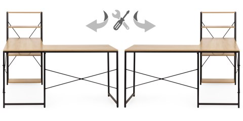 BIURKO NAROŻNE NEXUS, REGAŁ, LOFT, KOMPUTEROWE, GAMINGOWE, METALOWE, 145CM