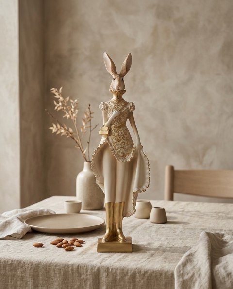 Figurka dekoracyjna SHP RABBIT beżowa / złota