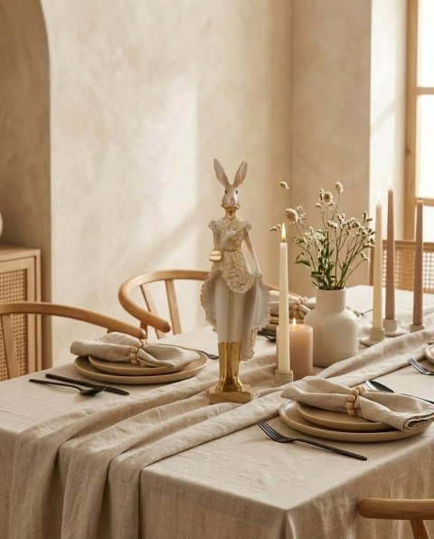 Figurka dekoracyjna SHP RABBIT beżowa / złota