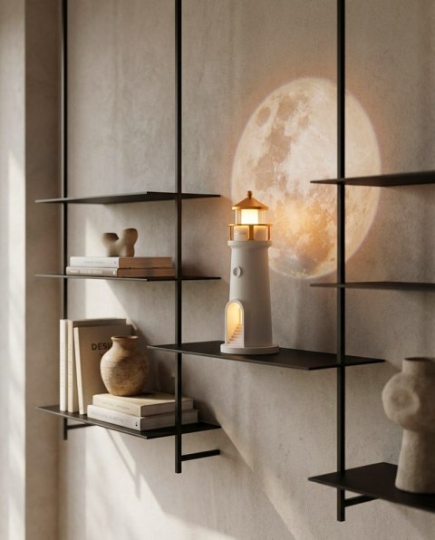 Lampka nocna z projektorem SHP LIGHTHOUSE biało-złota