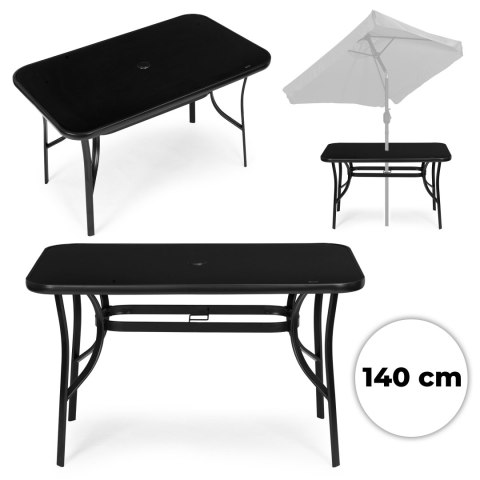 STOLIK OGRODOWY SOLARA, STÓŁ SZKLANY 140X80 CM, CZARNY, LOFT, DO OGRODU