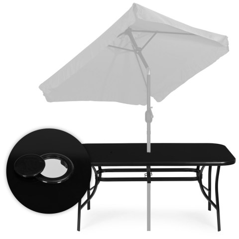 STÓŁ OGRODOWY SZKLANY 160X90 CM AEGIS, TARAS, OTWÓR NA PARASOL, HARTOWANY