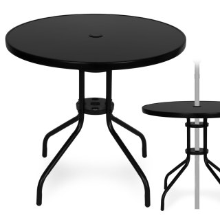STOLIK OGRODOWY SOLARE, OKRĄGŁY, 80 CM, CZARNY, SZKLANY, STÓŁ, KAWOWY, LOFT