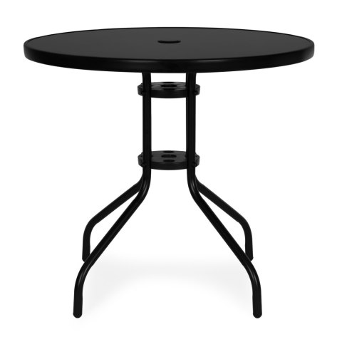 STOLIK OGRODOWY SOLARE, OKRĄGŁY, 80 CM, CZARNY, SZKLANY, STÓŁ, KAWOWY, LOFT