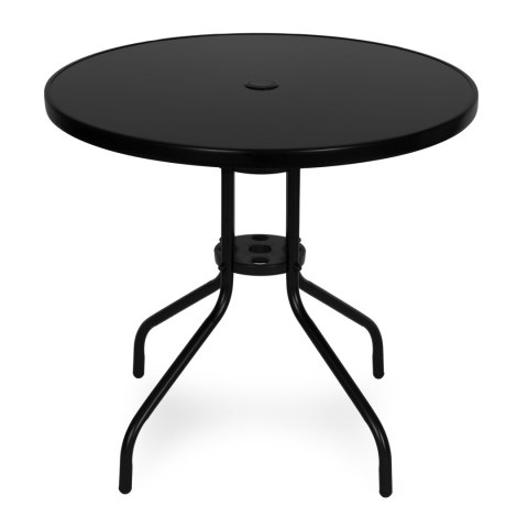 STOLIK OGRODOWY SOLARE, OKRĄGŁY, 80 CM, CZARNY, SZKLANY, STÓŁ, KAWOWY, LOFT