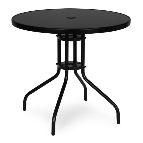STOLIK OGRODOWY SOLARE, OKRĄGŁY, 80 CM, CZARNY, SZKLANY, STÓŁ, KAWOWY, LOFT