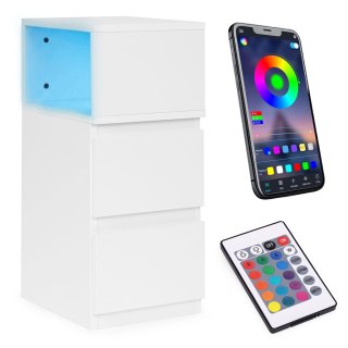 SZAFKA NOCNA LED LUMINIS, 2 SZUFLADY, WNĘKA, MDF, NOWOCZESNA, DO SYPIALNI