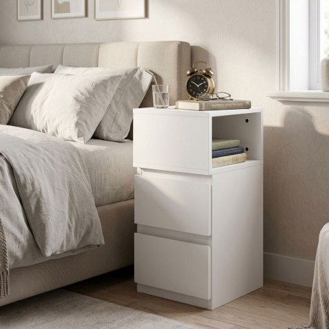 SZAFKA NOCNA LED LUMINIS, 2 SZUFLADY, WNĘKA, MDF, NOWOCZESNA, DO SYPIALNI