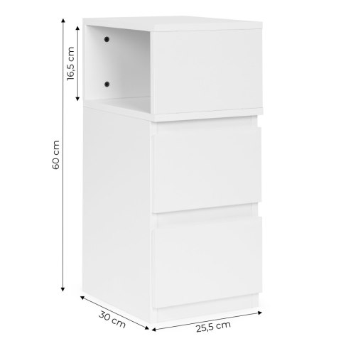 SZAFKA NOCNA LED LUMINIS, 2 SZUFLADY, WNĘKA, MDF, NOWOCZESNA, DO SYPIALNI