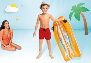 Deska do pływania dmuchana z uchwytami dla dzieci INTEX 58165 ORANGE