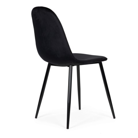 Komplet 4 krzeseł welurowych krzesło do jadalni i salonu czarne ModernHome
